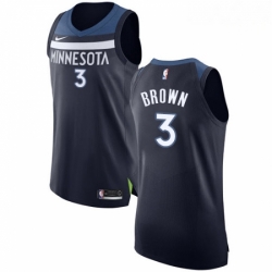 Mens Nike Minnesota Timberwolves 3 Anthony Brown Authentic Navy Blue Road NBA Jersey Icon Edition 