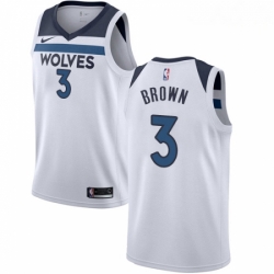 Mens Nike Minnesota Timberwolves 3 Anthony Brown Authentic White NBA Jersey Association Edition 