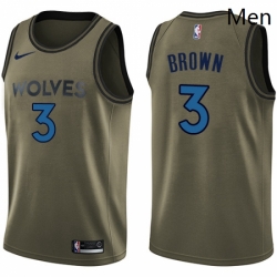 Mens Nike Minnesota Timberwolves 3 Anthony Brown Swingman Green Salute to Service NBA Jersey 