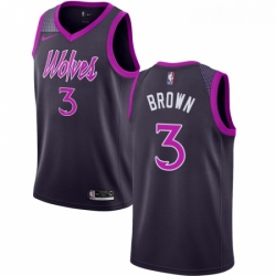Mens Nike Minnesota Timberwolves 3 Anthony Brown Swingman Purple NBA Jersey City Edition 