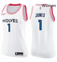 Womens Nike Minnesota Timberwolves 1 Tyus Jones Swingman WhitePink Fashion NBA Jersey