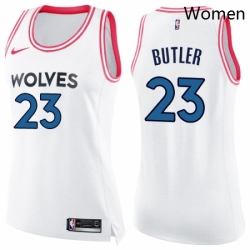 Womens Nike Minnesota Timberwolves 23 Jimmy Butler Swingman WhitePink Fashion NBA Jersey 