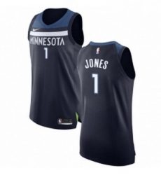 Youth Nike Minnesota Timberwolves 1 Tyus Jones Authentic Navy Blue Road NBA Jersey Icon Edition