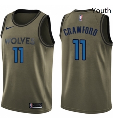 Youth Nike Minnesota Timberwolves 11 Jamal Crawford Swingman Green Salute to Service NBA Jersey 