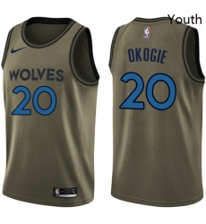 Youth Nike Minnesota Timberwolves 20 Josh Okogie Swingman Green Salute to Service NBA Jersey 