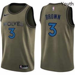 Youth Nike Minnesota Timberwolves 3 Anthony Brown Swingman Green Salute to Service NBA Jersey 