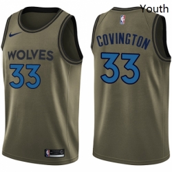 Youth Nike Minnesota Timberwolves 33 Robert Covington Swingman Green Salute to Service NBA Jersey 