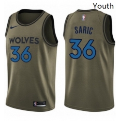 Youth Nike Minnesota Timberwolves 36 Dario Saric Swingman Green Salute to Service NBA Jersey 
