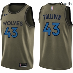 Youth Nike Minnesota Timberwolves 43 Anthony Tolliver Swingman Green Salute to Service NBA Jersey 