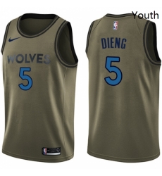 Youth Nike Minnesota Timberwolves 5 Gorgui Dieng Swingman Green Salute to Service NBA Jersey
