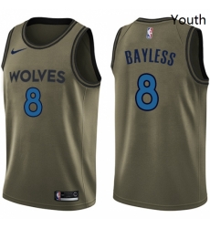 Youth Nike Minnesota Timberwolves 8 Jerryd Bayless Swingman Green Salute to Service NBA Jersey 