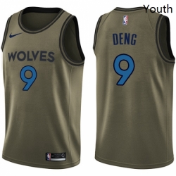 Youth Nike Minnesota Timberwolves 9 Luol Deng Swingman Green Salute to Service NBA Jersey 