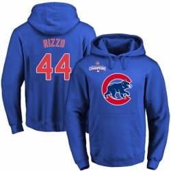 MLB Men Chicago Cubs 44 Anthony Rizzo Royal Team Color Primary Logo Pullover Hoodie