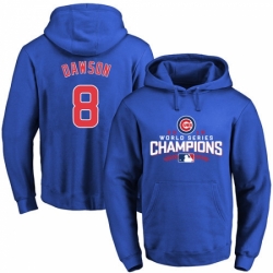 MLB Men Chicago Cubs 8 Andre Dawson Royal 2016 World Series Champions Walk Pullover Hoodie