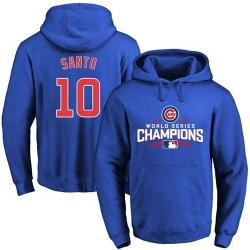 Men Chicago Cubs 10 Ron Santo Blue 2016 World Series Champions Pullover MLB Hoodie