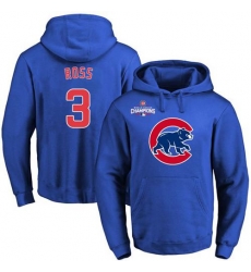 Men Chicago Cubs 3 David Ross Blue 2016 World Series Champions Primary Logo Pullover MLB Hoodie