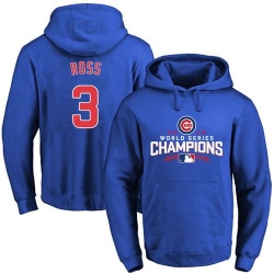 Men Chicago Cubs 3 David Ross Blue 2016 World Series Champions Pullover MLB Hoodie