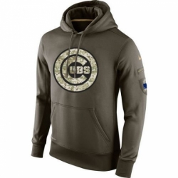 Men MLB Chicago Cubs Nike Olive Salute To Service KO Performance Hoodie