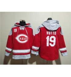 Men Cincinnati Reds 19 Joey Votto Red Ageless Must Have Lace Up Pullover Hoodie