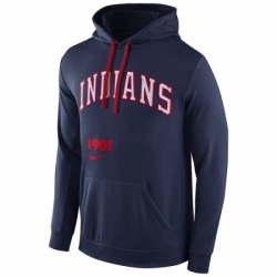 Men MLB Cleveland Indians Nike Cooperstown Performance Pullover Hoodie Navy Blue