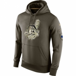 Men MLB Cleveland Indians Nike Olive Salute To Service KO Performance Hoodie