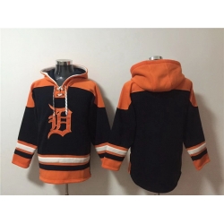 Men Detroit Tigers Blank Black Orange Lace Up Pullover Hoodie
