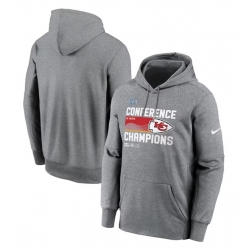 Men Kansas City Chiefs Heather Gray 2022 AFC Champions Locker Room Trophy Collection Pullover Hoodie