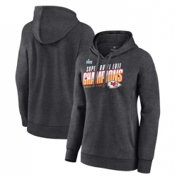 Women Kansas City Chiefs Charcoal Super Bowl LVII Champions Victory Formation Pullover Hoodie