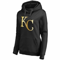 MLB Kansas City Royals Women Gold Collection Pullover Hoodie Black