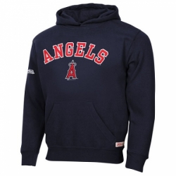 Men MLB Los Angeles Angels of Anaheim Stitches Fastball Fleece Pullover Hoodie Navy Blue