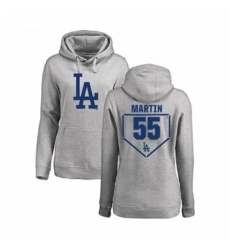 Baseball Women Los Angeles Dodgers 55 Russell Martin Gray RBI Pullover Hoodie