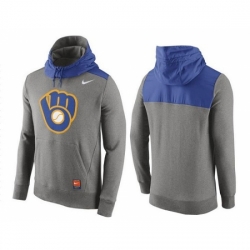 MLB Men Milwaukee Brewers Nike Gray Cooperstown Collection Hybrid Pullover Hoodie