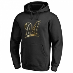 Men MLB Milwaukee Brewers Gold Collection Pullover Hoodie Black