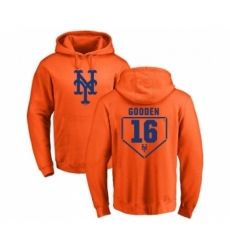 Men MLB Nike New York Mets 16 Dwight Gooden Orange RBI Pullover Hoodie