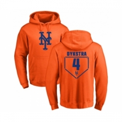 Men MLB Nike New York Mets 4 Lenny Dykstra Orange RBI Pullover Hoodie