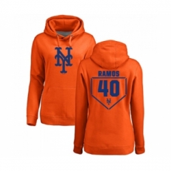 Baseball Women New York Mets 40 Wilson Ramos Orange RBI Pullover Hoodie
