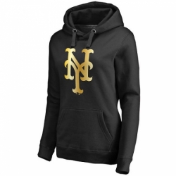 MLB New York Mets Women Gold Collection Pullover Hoodie Black