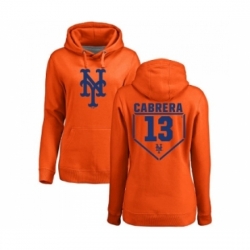 MLB Women Nike New York Mets 13 Asdrubal Cabrera Orange RBI Pullover Hoodie