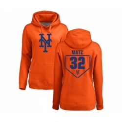 MLB Women Nike New York Mets 32 Steven Matz Orange RBI Pullover Hoodie