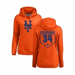 MLB Women Nike New York Mets 34 Noah Syndergaard Orange RBI Pullover Hoodie