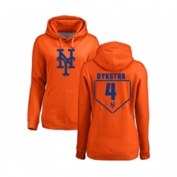 MLB Women Nike New York Mets 4 Lenny Dykstra Orange RBI Pullover Hoodie
