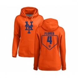 MLB Women Nike New York Mets 4 Wilmer Flores Orange RBI Pullover Hoodie