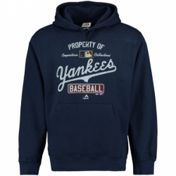 Men MLB New York Yankees Majestic Vintage Property of Hoodie Navy