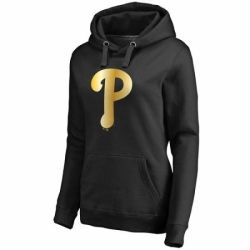 MLB Philadelphia Phillies Women Gold Collection Pullover Hoodie Black