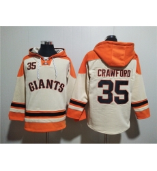 Men San Francisco Giants 35 Brandon Crawford Cream Ageless Must Have Lace Up Pullover Hoodie