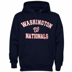 Men MLB Washington Nationals Stitches Fastball Fleece Pullover Hoodie Navy Blue