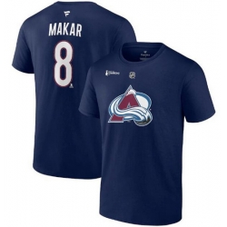 Men Colorado Avalanche 8 Cale Makar Navy 2022 Stanley Cup Champions Authentic Stack Name  26 Number T Shirt