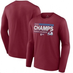 Men Colorado Avalanche Burgundy 2022 Stanley Cup Champions Long Sleeve T Shirts