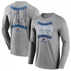 Men Colorado Avalanche Grey 2022 Stanley Cup Champions Back Check Multi Hit Long Sleeve T Shirt