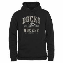NHL Mens Anaheim Ducks Black Camo Stack Pullover Hoodie